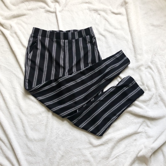 Pants - Black and White Striped Pants